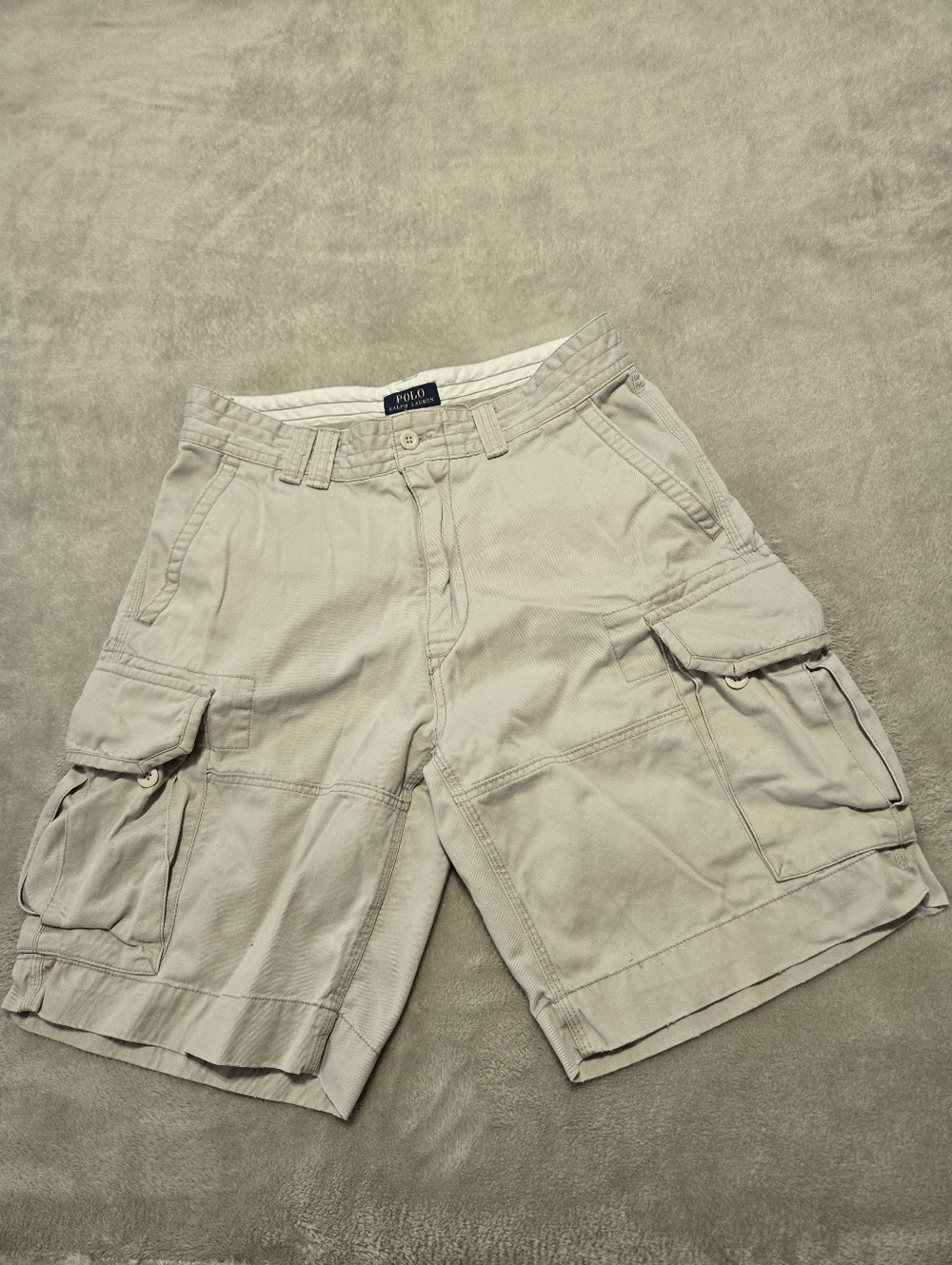 Polo by Ralph Lauren Men's Light Beige Cargo Shorts Size 32 10 in Inseam Utility